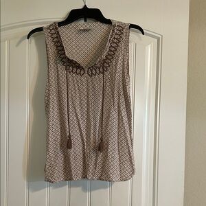 LOFT Geometric Brown and Cream Tank Top